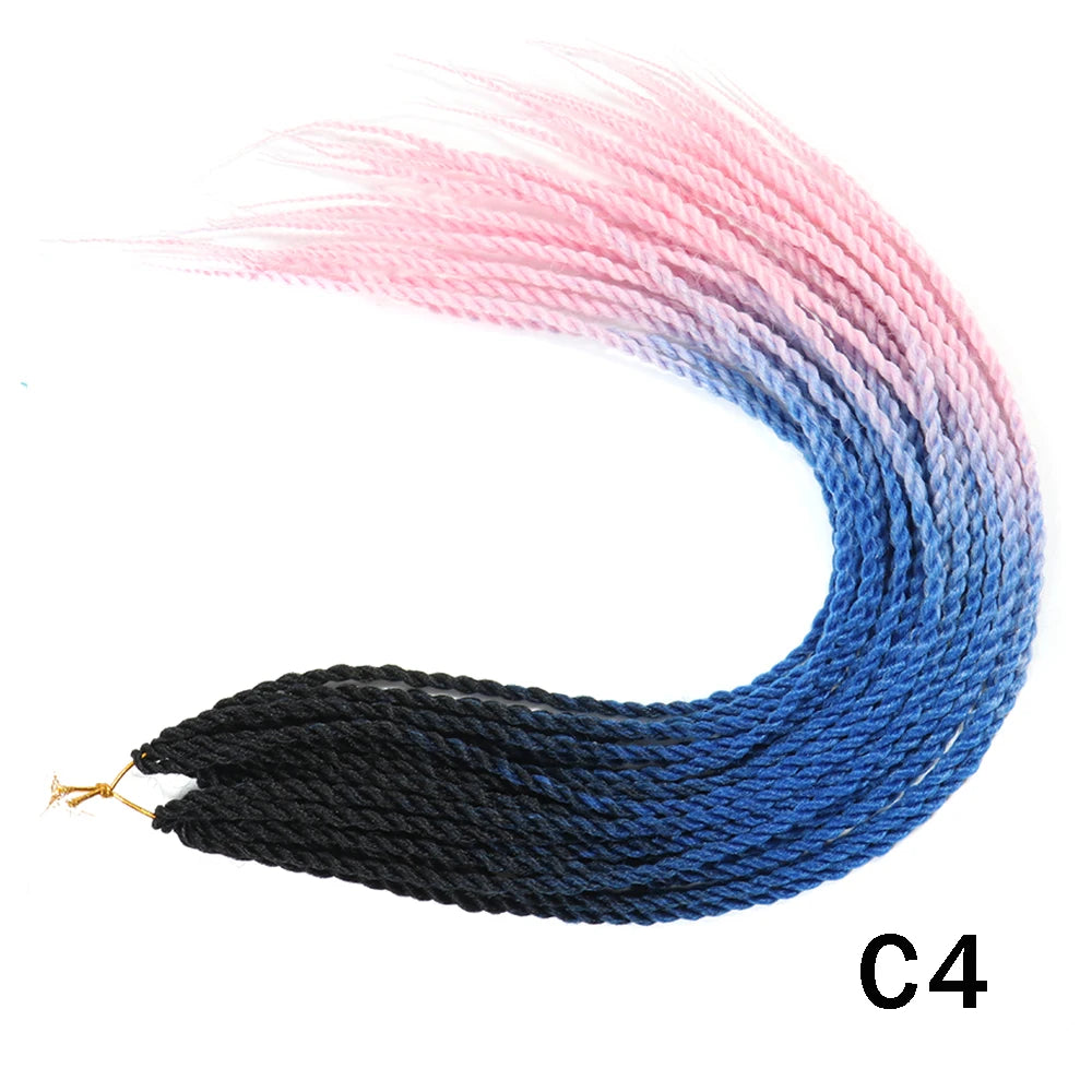 Tresses Senegalese Twist Crochet Synthétiques 24 Pouces | Brun | 30 Racines | Extensions Femme