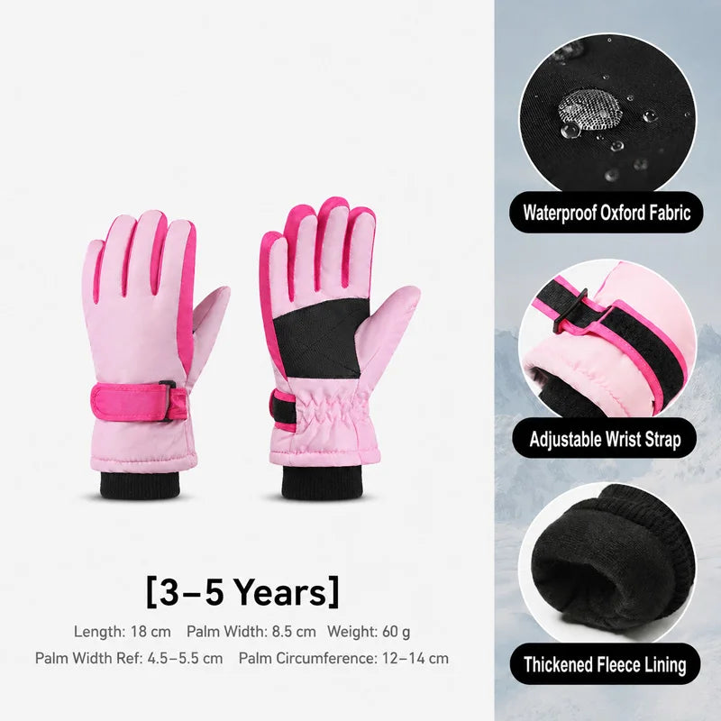Gants de Ski Hiver Enfant | Imperméables Coupe-Vent | Doublure Polaire | Garçon & Fille 3-15 ans