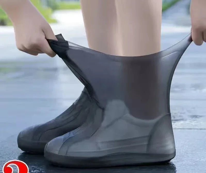1 Pair Silicone Waterproof Shoe Covers Slip-resistant Rubber Rain Boot Rain Gear Overshoes Accessories for Outdoor Rainy Day