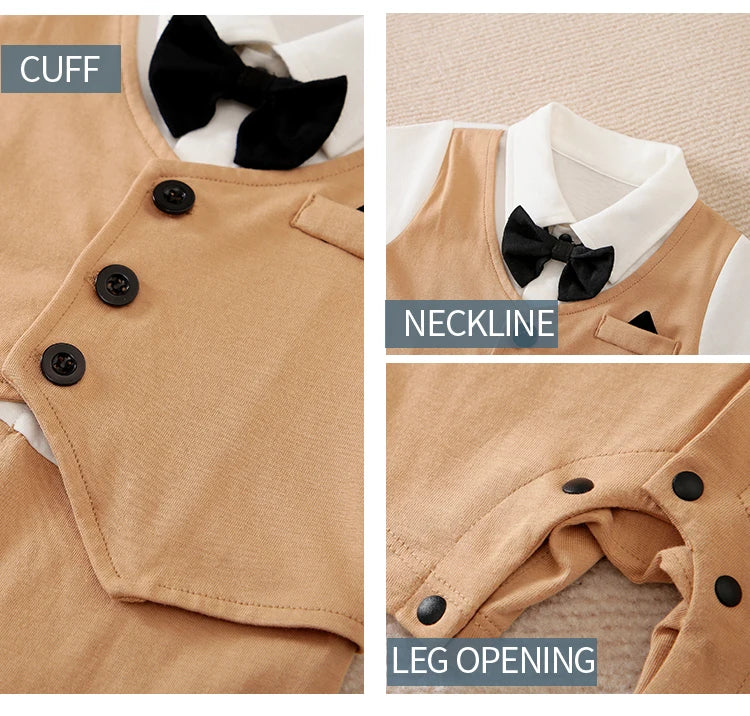 Body Bébé Style Gentleman | Coton Doux Confortable | Manches Courtes | Fille & Garçon | 0-18 Mois (v2)