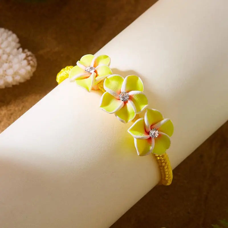 Trendy Handmade Boho Flower Bracelet for Women Bead Rope Adjustable Bangle Beach Holidays