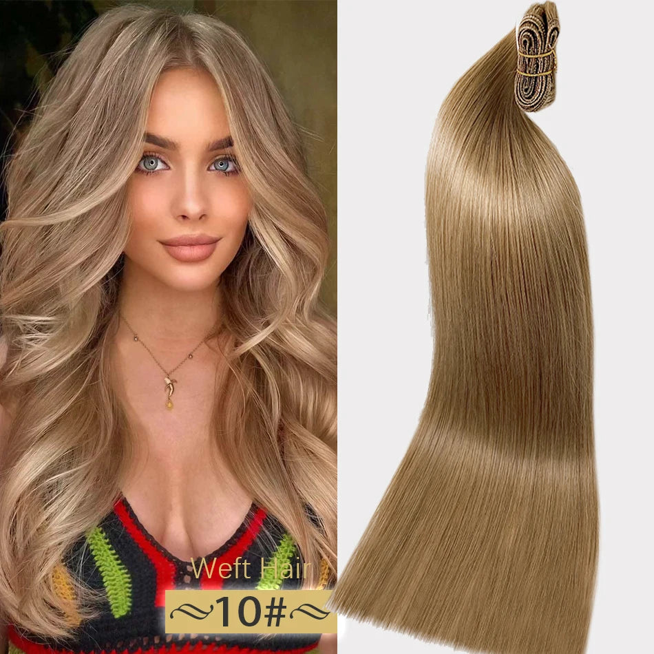 Tissage Weft Remy Européen | Lisse & Bouclable | Blonde Naturelle | 18-30 Pouces | Extensions Salon