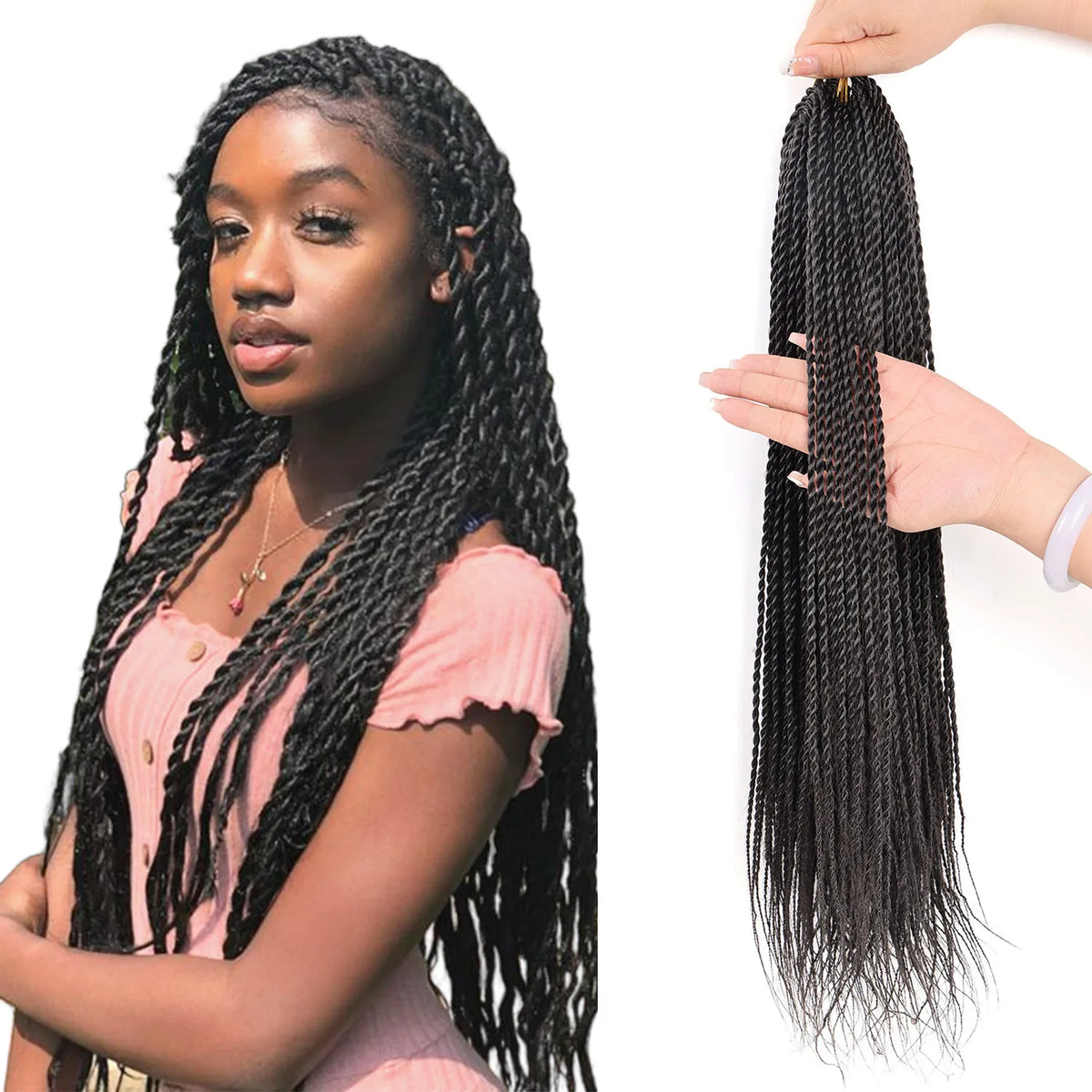 Tresses Crochet Senegalese Twist Pré-Bouclées | 18 Pouces | Pré-Loop | 35 Brins/Pack | Synthétique