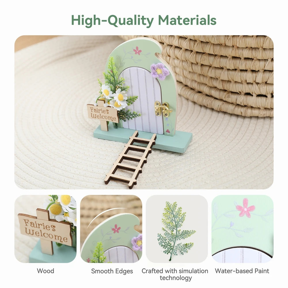 Porte Miniature Fée en Bois | Décoration Chambre Enfant & Jardin | Accessoire Conte de Fées