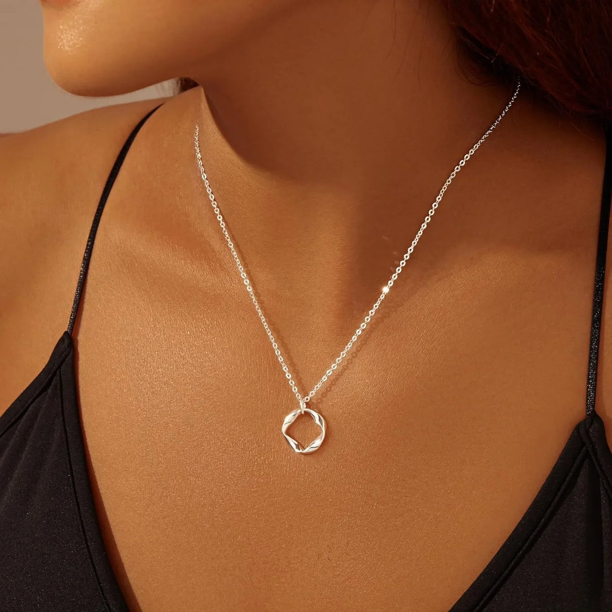 Layered 14k Gold Plated Necklaces for Women Stackable Silver Plated Circle Paperclip Chain Pendant Choker Necklace Set For Women