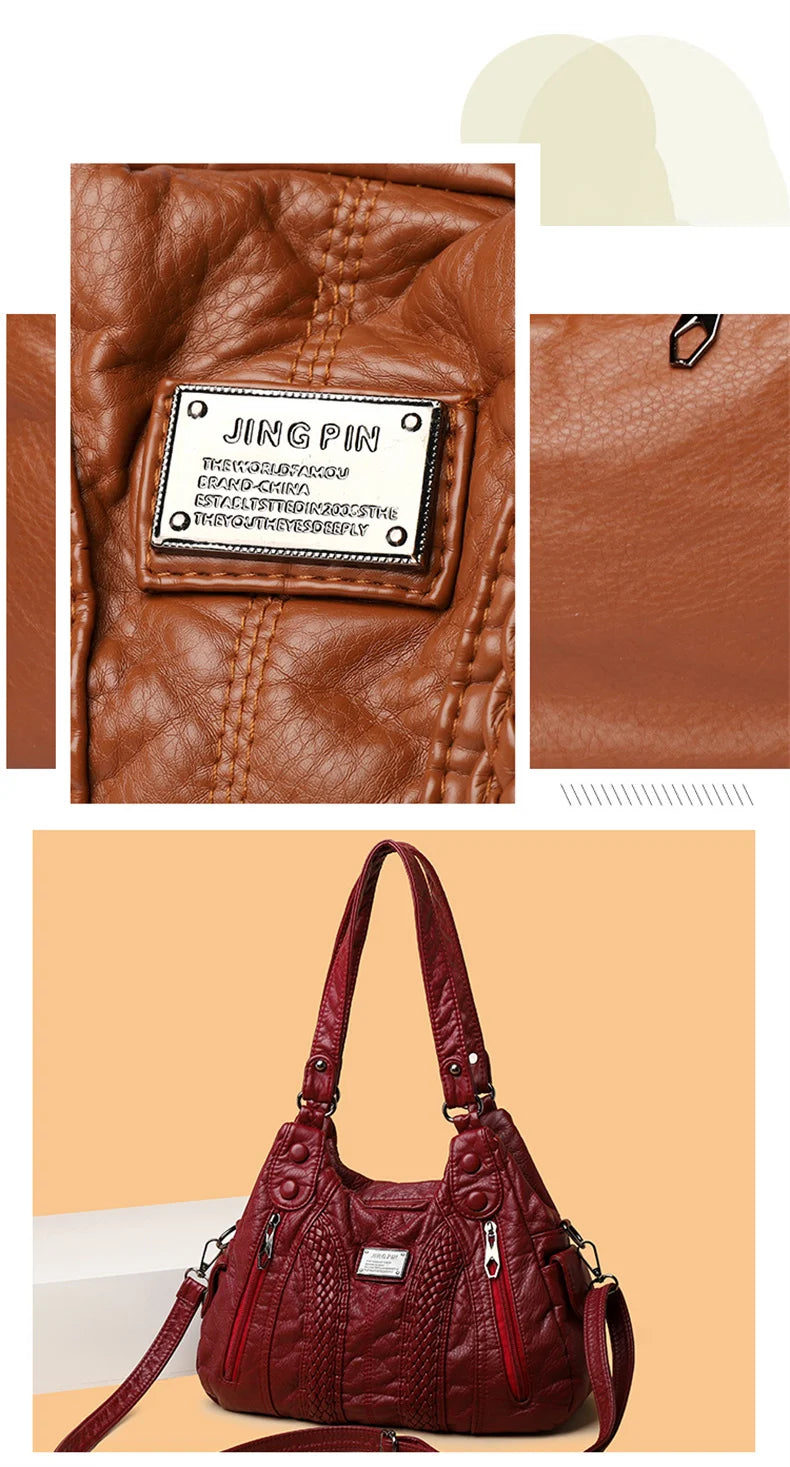Fashion Leather Handbag for Women Shoulder Bags Genuine Sheepskin Crossbody Bag for Women Messenger Bag Tote Moms Bag
