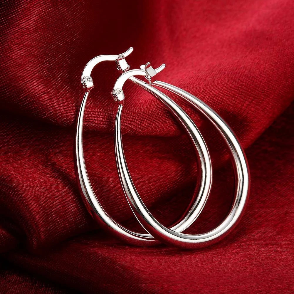 Grandes Créoles Lisses Argent 925 | 41mm Cercle | Femme | Mode Fête Mariage | Accessoire Bijou Noël