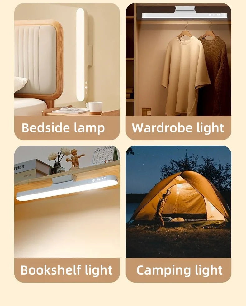 Lampe LED Magnétique Suspendue Rechargeable USB | 3 Couleurs Dimmable | Lecture, Placard & Armoire
