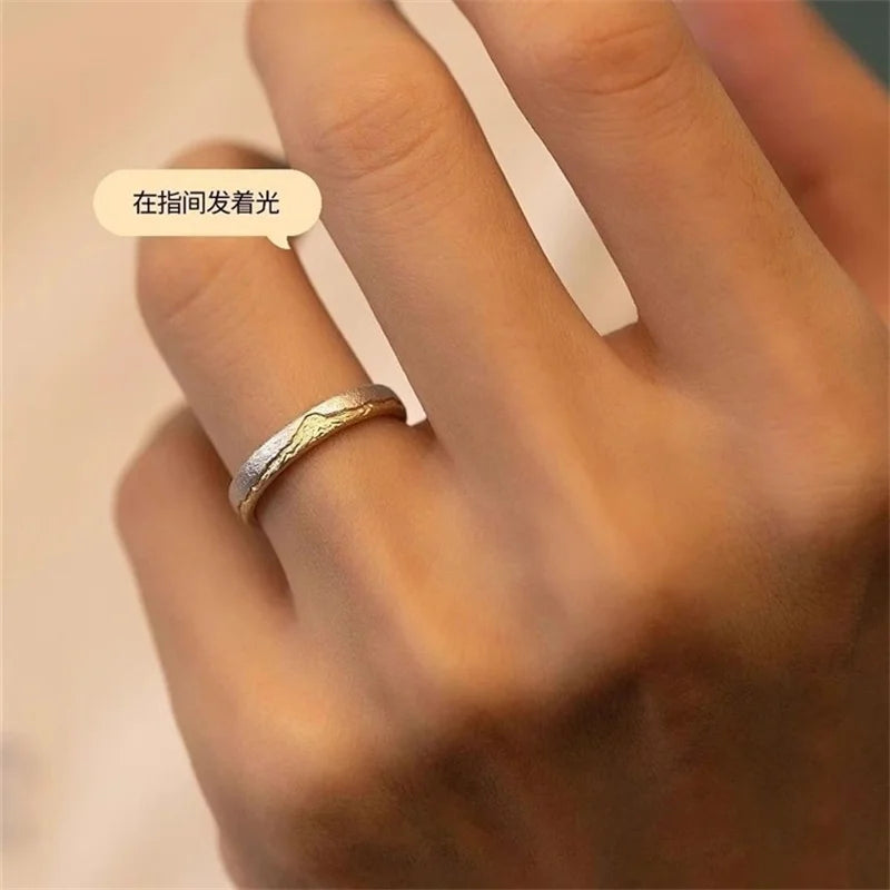 Men's Ring 925 Sterling Silver Jewelry Adjustable Trendy Gold Mountain Design Ring Male Index Finger Accessories