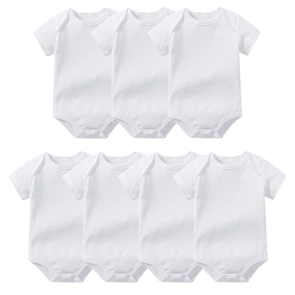 Lot 3 Bodys Bébé | 100% Coton | Nouveau-Né Été | Combinaison Romper | Blanc (v2)