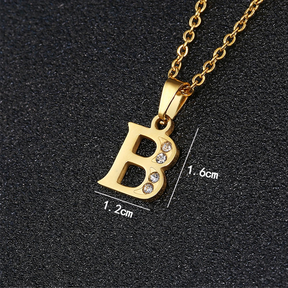 Initial A-Z Letter Name Pendant Necklace Gold Color Stainless Steel Small Alphabet Necklace For Women Jewelry Birthday Gift