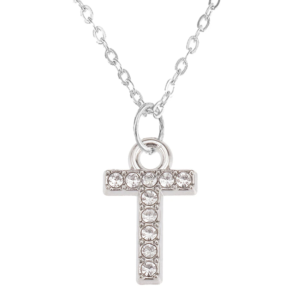 Collier Pendentif Lettre Brillant A-Z | 26 Initiales | Chaîne Clavicule | Bijou Saint-Valentin & Cadeau