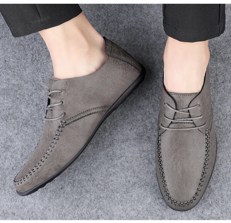 Mocassins Homme Mariage | Cuir Fendu Blanc | Chaussures Conduite Légères | Slip-On Casual Élégant 2026