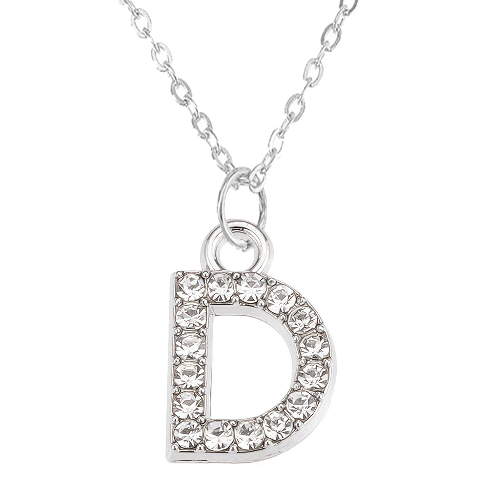 Collier Pendentif Lettre Brillant A-Z | 26 Initiales | Chaîne Clavicule | Bijou Saint-Valentin & Cadeau