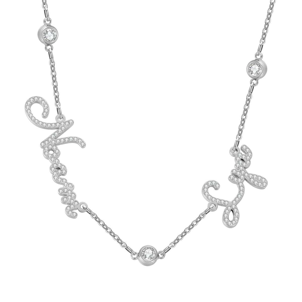 Customized Multi-Name Necklace Ice Out Necklace in 925 Sterling Silver Multi-Name Family Gold Pendant Gifts for Friends