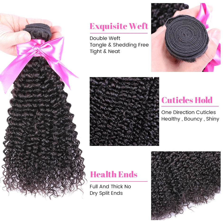 Mèches Kinky Curly Brésiliennes Remy | Couleur Naturelle | 1 à 4 Paquets | Extensions Cheveux Humains | ISEE HAIR