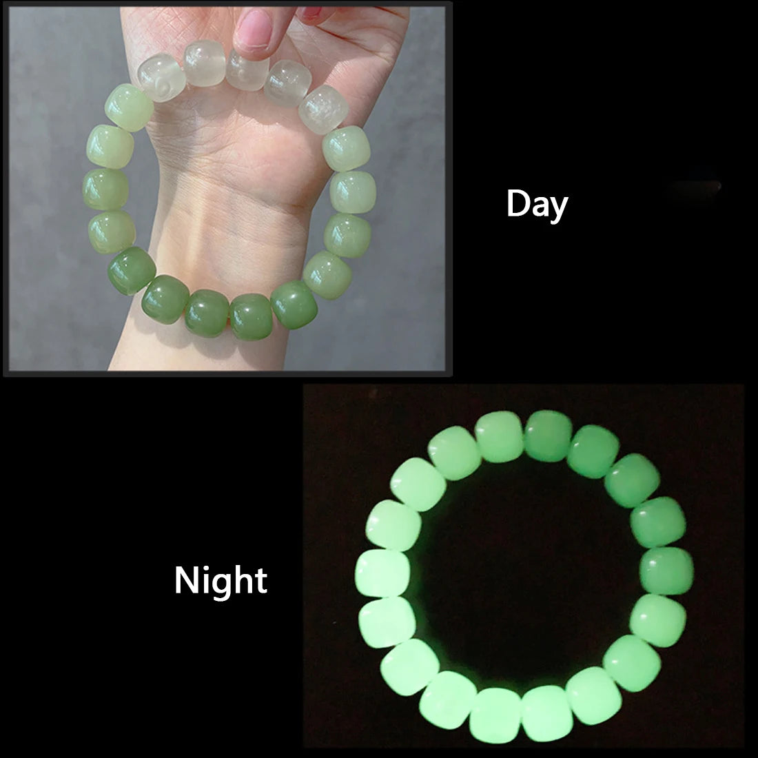 Bracelet Lumineux Pierre Naturelle | Fluorescent Lueur Nuit | Bijou Couple Femme & Homme