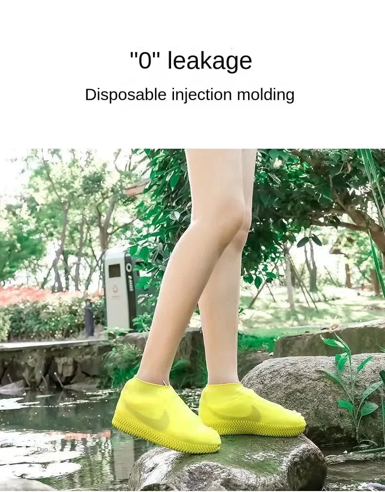 1 Pair Silicone Waterproof Shoe Covers Slip-resistant Rubber Rain Boot Rain Gear Overshoes Accessories for Outdoor Rainy Day