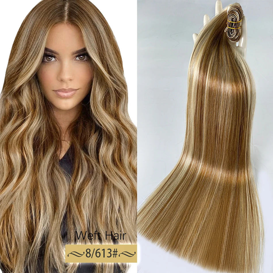 Tissage Weft Remy Européen | Lisse & Bouclable | Blonde Naturelle | 18-30 Pouces | Extensions Salon