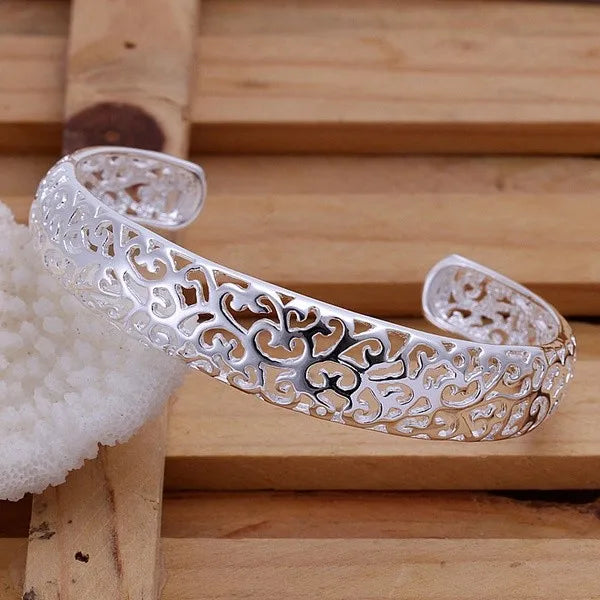 Bracelet Jonc Ouvert Argent 925 | Réglable | Mignon Charmant Vintage | Bijou Femme & Fille