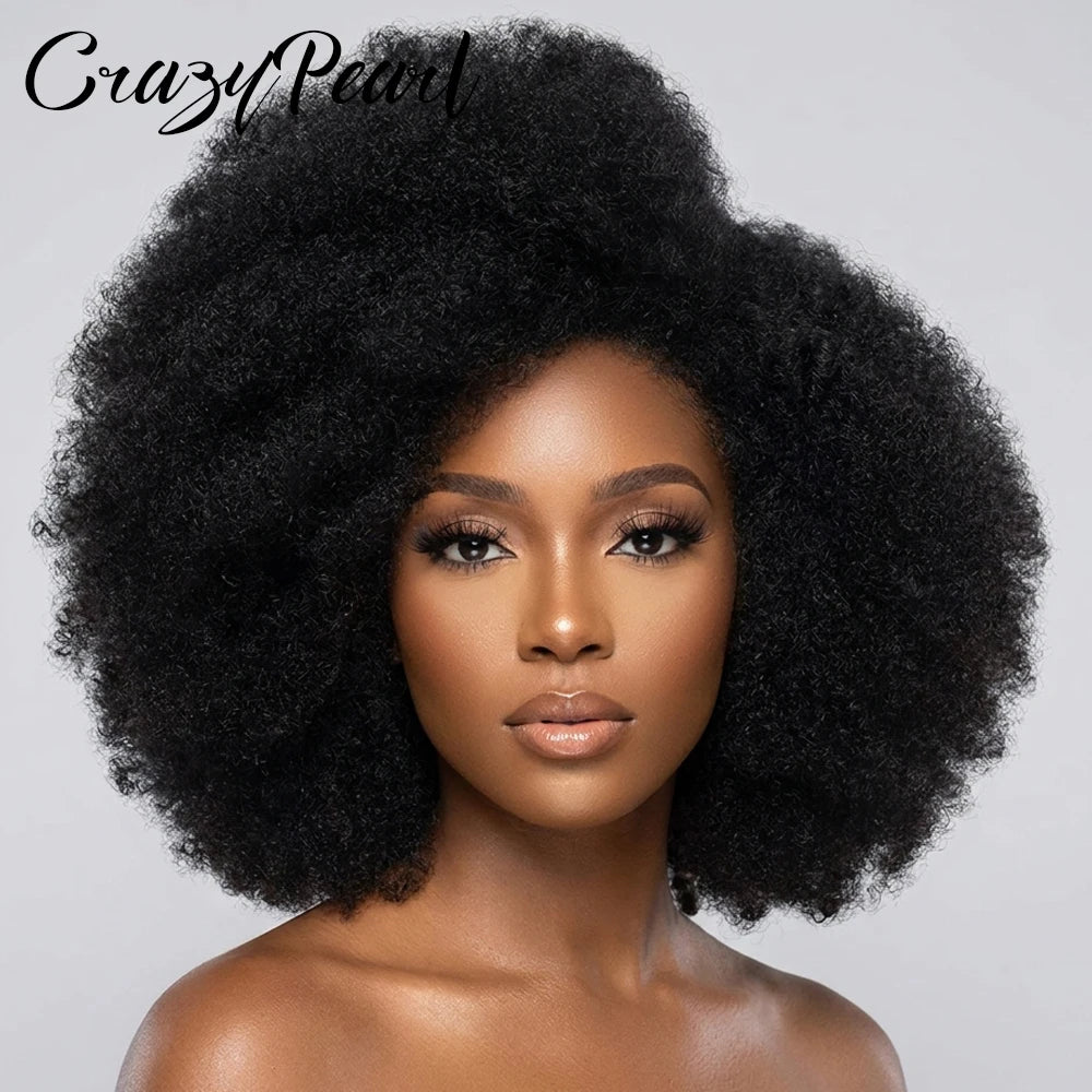 Perruque Afro Kinky Curly | 13x2 T Part Lace Front | 200% Densité | Mélange Cheveux Humains | Femmes Noires