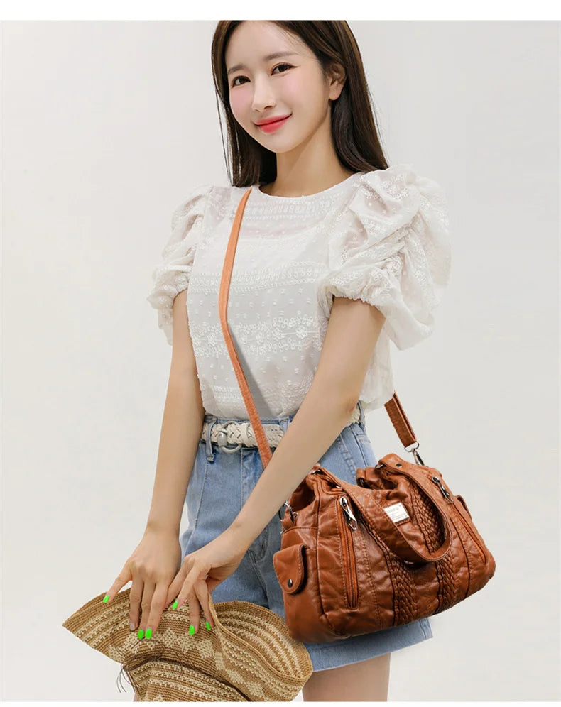 Fashion Leather Handbag for Women Shoulder Bags Genuine Sheepskin Crossbody Bag for Women Messenger Bag Tote Moms Bag