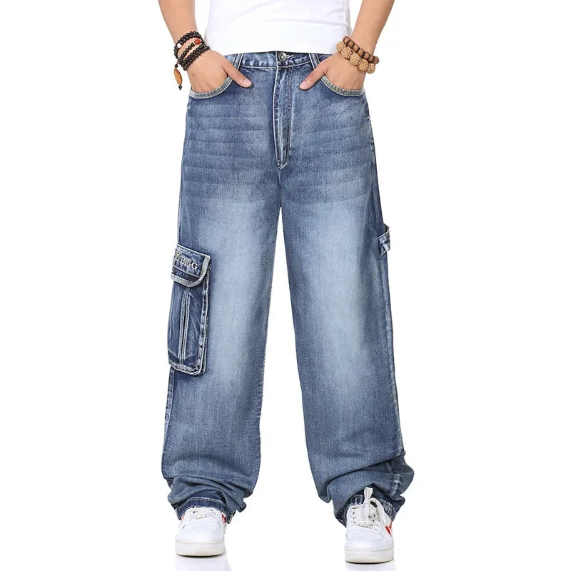 Jean droit en denim pour homme | Poches et taille mi-haute