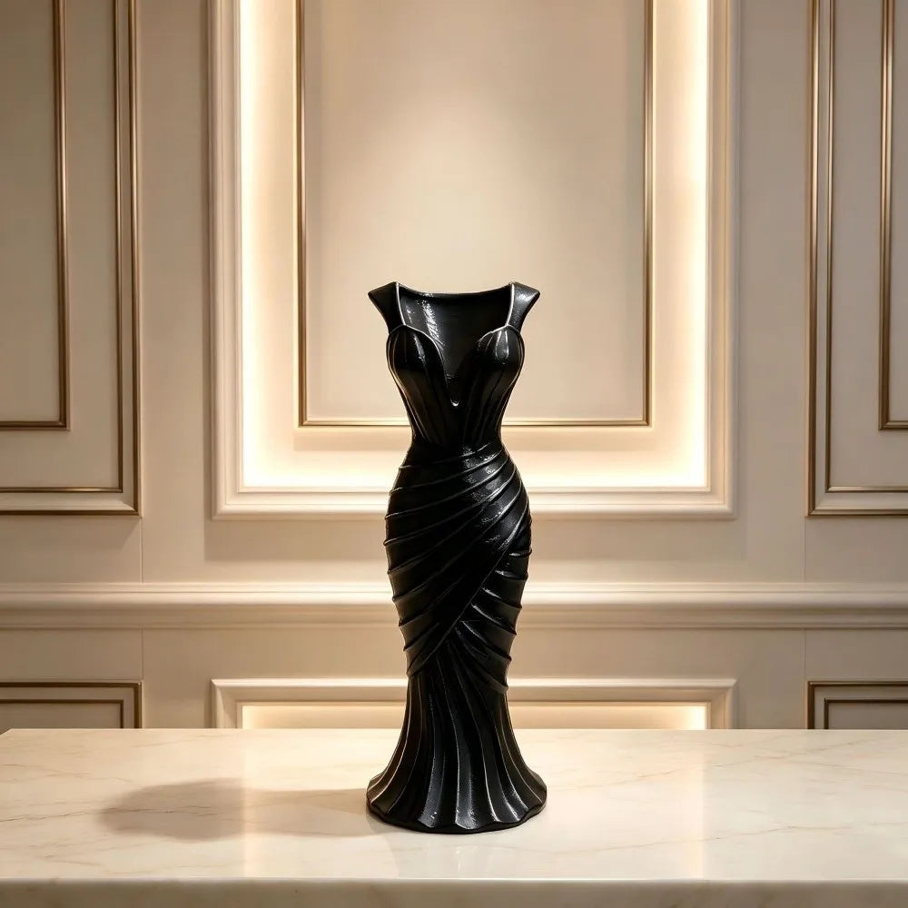 Gown-Shaped 3D Printed Flower Vases Twisted Design Minimalist-Style Elegant Dress Vase Flower Arrangement Decorative Vase