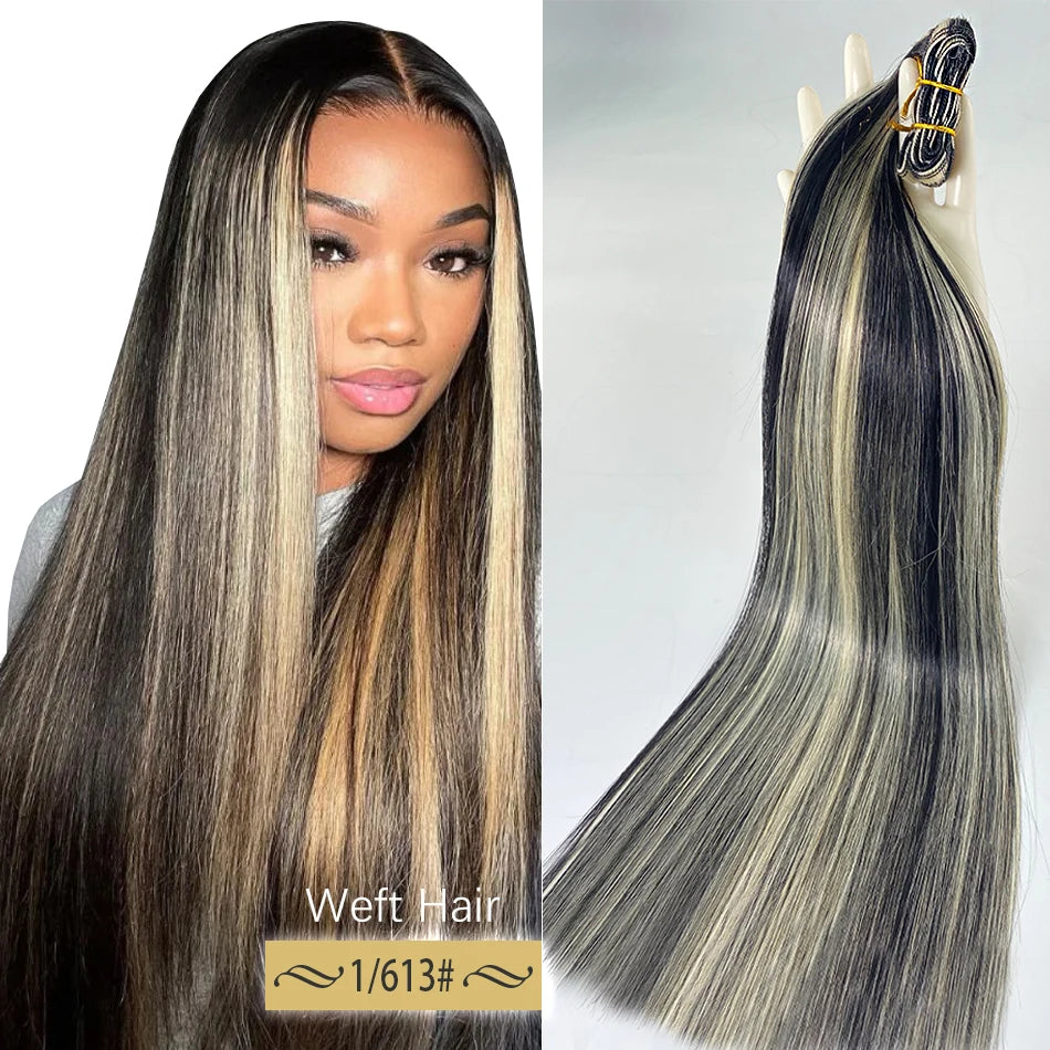 Tissage Weft Remy Européen | Lisse & Bouclable | Blonde Naturelle | 18-30 Pouces | Extensions Salon