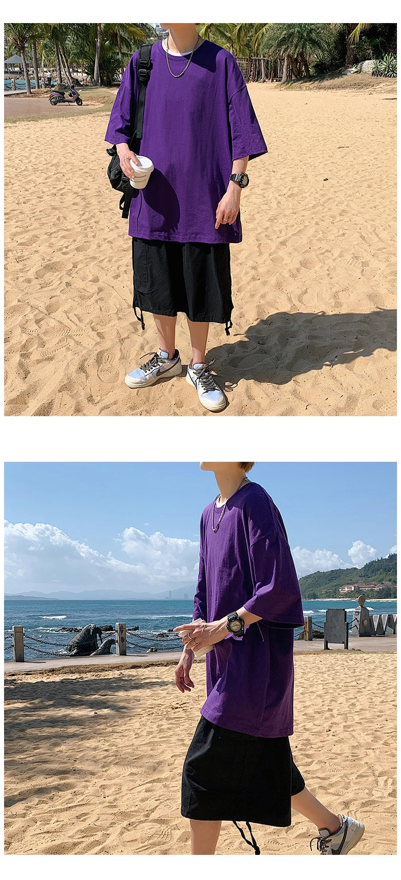 T-shirt ample uni en coton pour homme | Manches courtes | S à 5XL