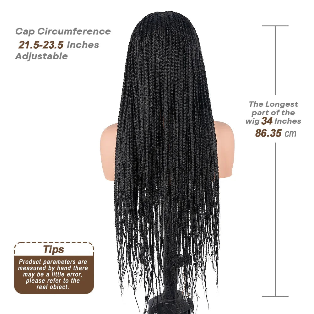 Boho Knotless Box Braided Wigs Full Double Lace Short Braid Wig for Black Women Human Hair Blended Braided Wig with Boho Curls