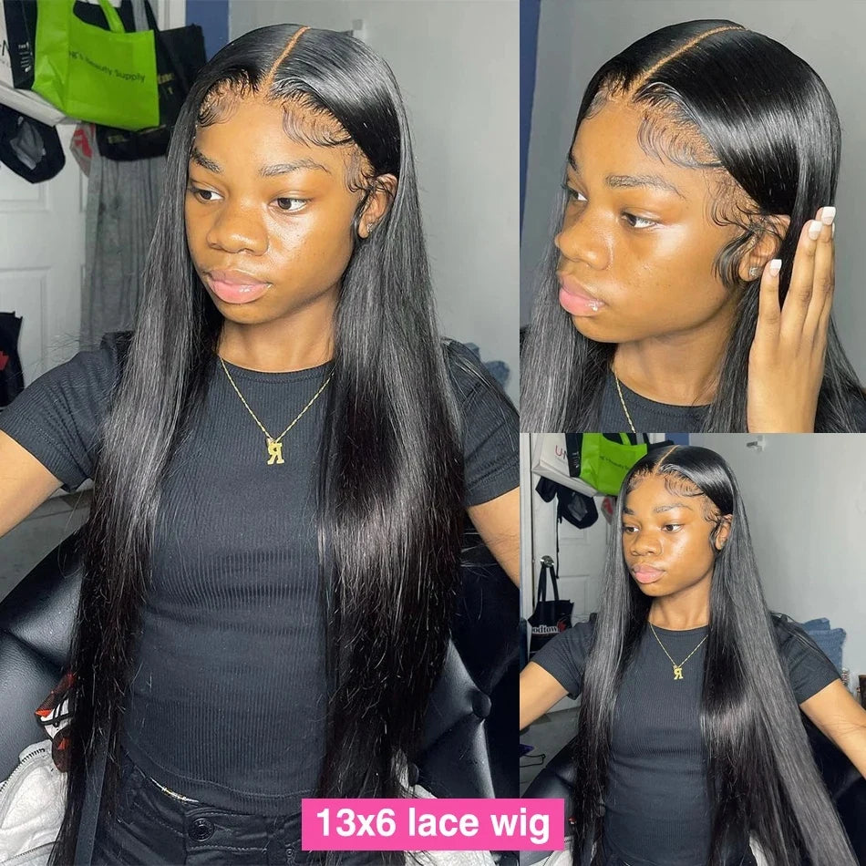 40 30 Inch Bone Straight 13x6 HD Lace Frontal Human Hair Wig Straight 13x4 Transparent Lace Front Wig Pre Plucked Glueless