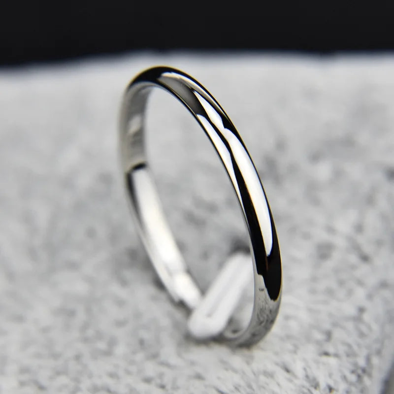 Bague Acier Inoxydable Simple Tendance | Tempérament Élégant | Fiançailles Mariage | Bijou Femme