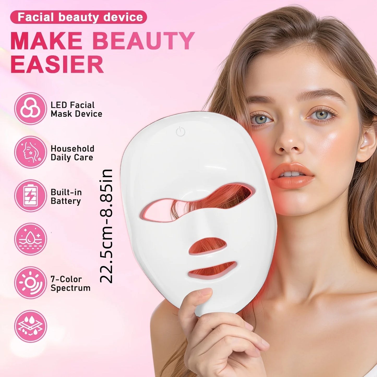 Beauty 7-Color Facial Mask Device, USB Rechargeable, Touchscreen, Multifunctional Portable Facial Skincare Device, Mask Machine,