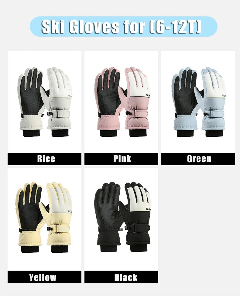 Gants Hiver Enfant Imperméables Antidérapants | Ski & Cyclisme Extérieur | Garçon Fille