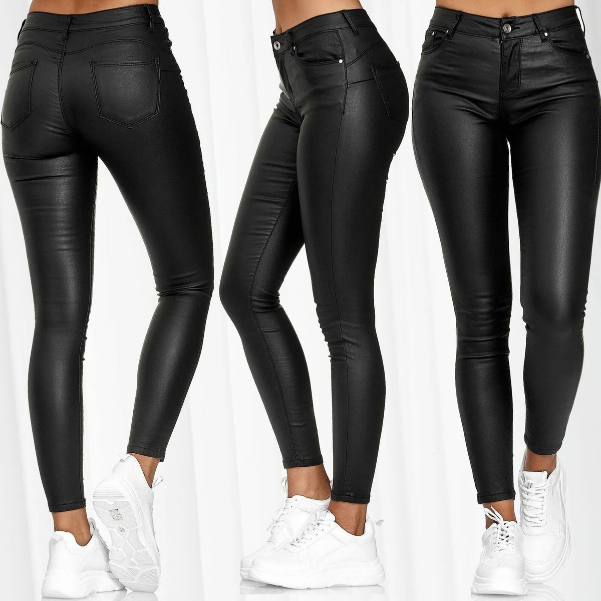 Pantalon Cuir PU Femme 2025 Mode Sexy | Élastique Casual | Legging Solide Bodycon | Streetwear