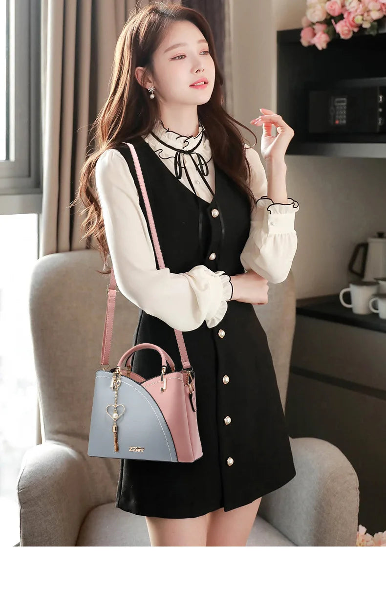 Elegant Handbag for Women Luxury Designer Top-Handle Bags High Quality PU Leather Ladies Shoulder Crossbody Bag Casual Tote Sac