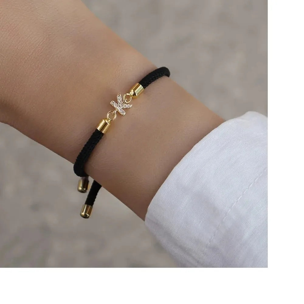 Initial Heart Charm Letter Link Bracelet for Women Classic Letter A-Z Rope Chain Bracelet for Daily Jewelry Gifts
