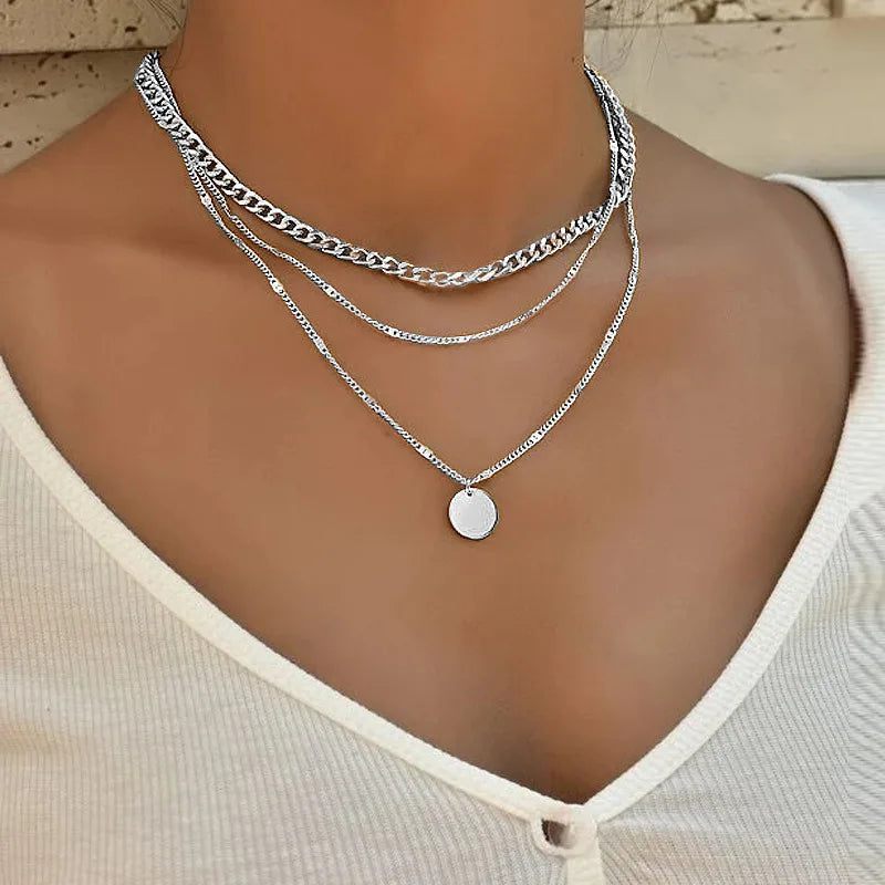 Collier Vintage Multicouche Femme | Chaîne Pendentif | Bijou Esthétique Tendance | Cadeau Mode