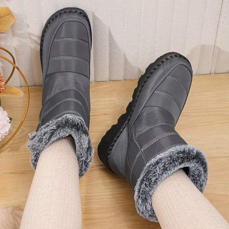 Bottes de Neige Femme 2026 | Fausse Fourrure Peluche | Cheville | Antidérapantes | Grande Taille