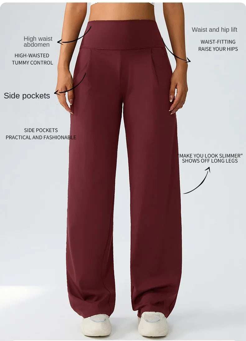 Yoga Wide Leg Pants for Women High Waisted Loose Straight Leg Pants Casual Sports Yoga Pants Women's Outerwear