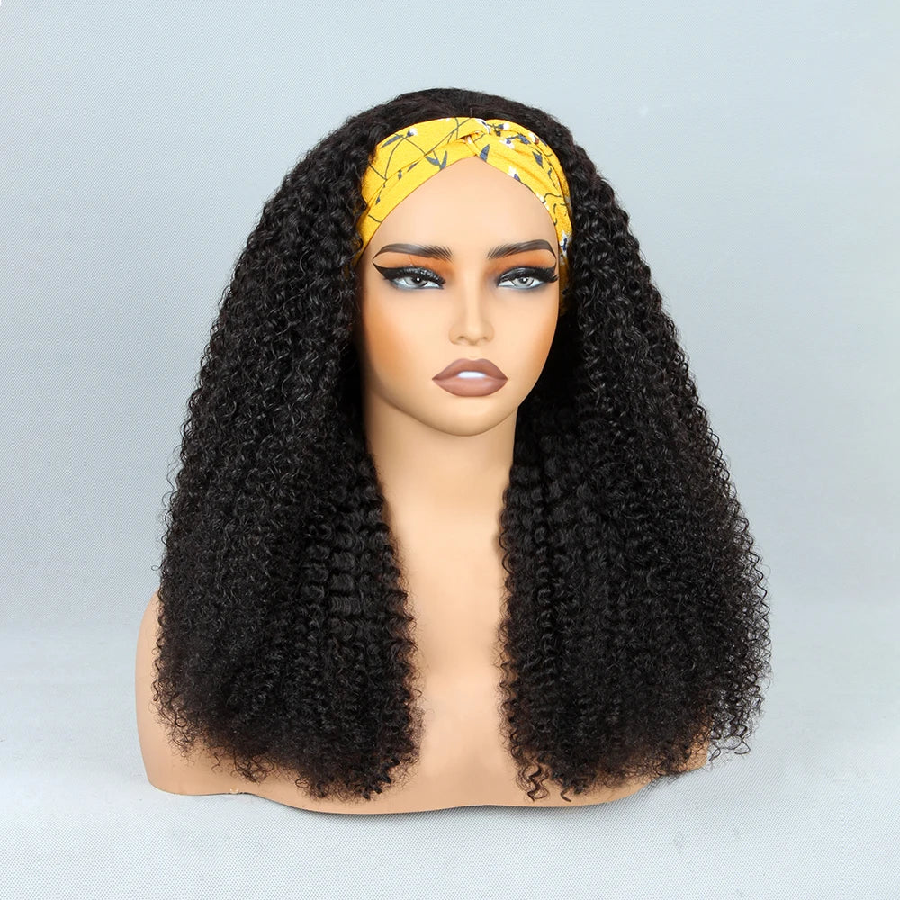 Demi-Perruque Cheveux Humains 180% | Kinky Curly | Invisible Hairline | Cordon Coulissant | 3 en 1