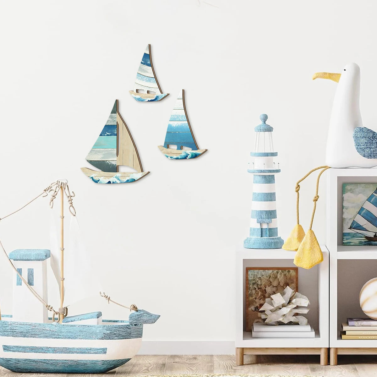 Décoration Murale Voilier 2D | Style Océan Bleu | Bord de Mer | Décor Ferme & Maison