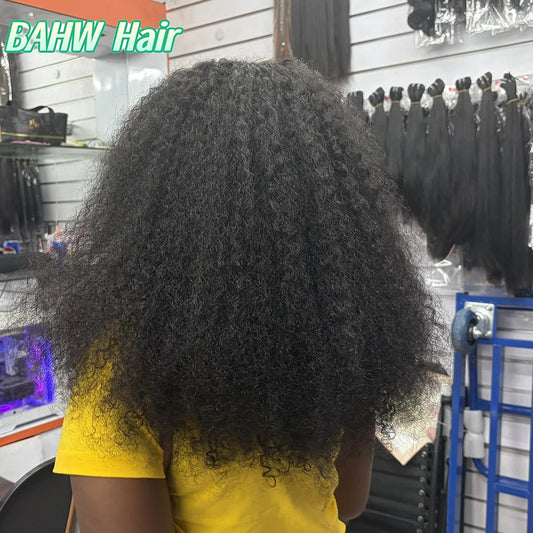 Brazilian High Quality Kinky Curly 100% Human Hair Wigs 5x5 HD Transparent Lace Frontal Closure Wig 300% Density Virgin Hair Wig