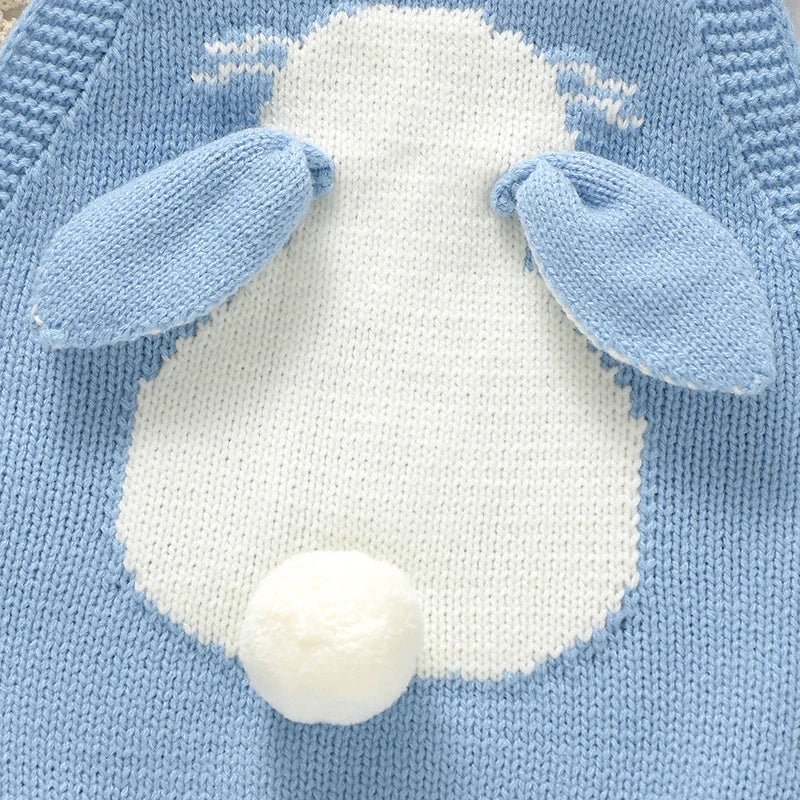 Body Bébé Tricoté Sans Bretelles | Lapin Dessin Animé | Sans Manches | Nouveau-Né 0-18M | Mode