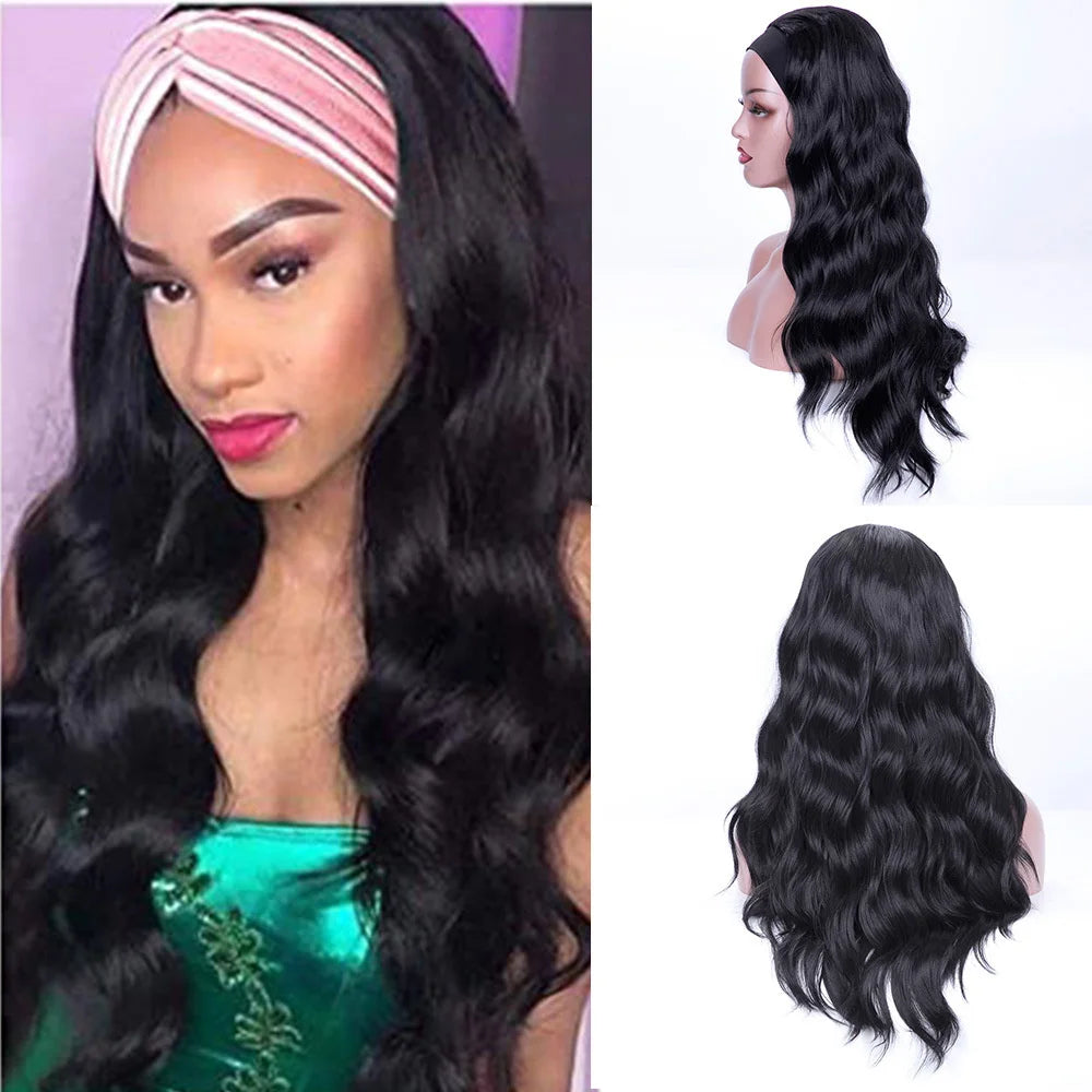 Perruque Headband Tresses Africaines Synthétique | 3 Brins | Queue de Cheval | Couvre-Cheveux | Fibre | Femme