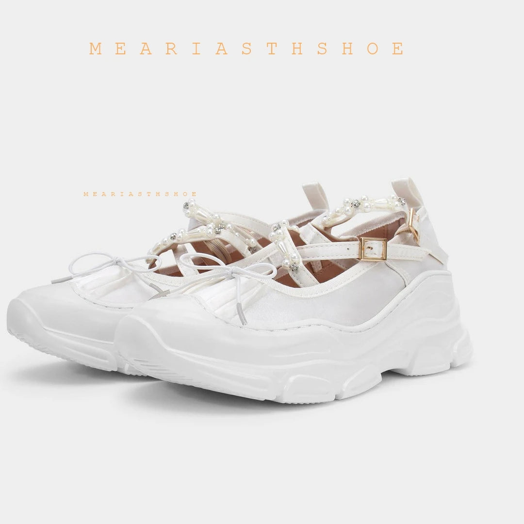 Autumn Chunky Women's Sports Shoes Fashion Shallow Butterfly-Knot Platform Sneakers Ladies Casual Flats Outdoor Mary Jane Shoes