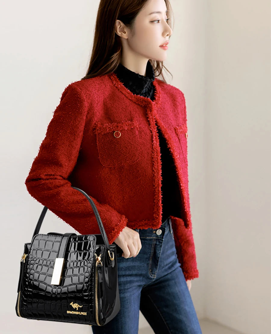 Sac à Main Femme Retro | Motif Crocodile Designer | Sacoche & Bandoulière | Cuir | Clutch Élégant