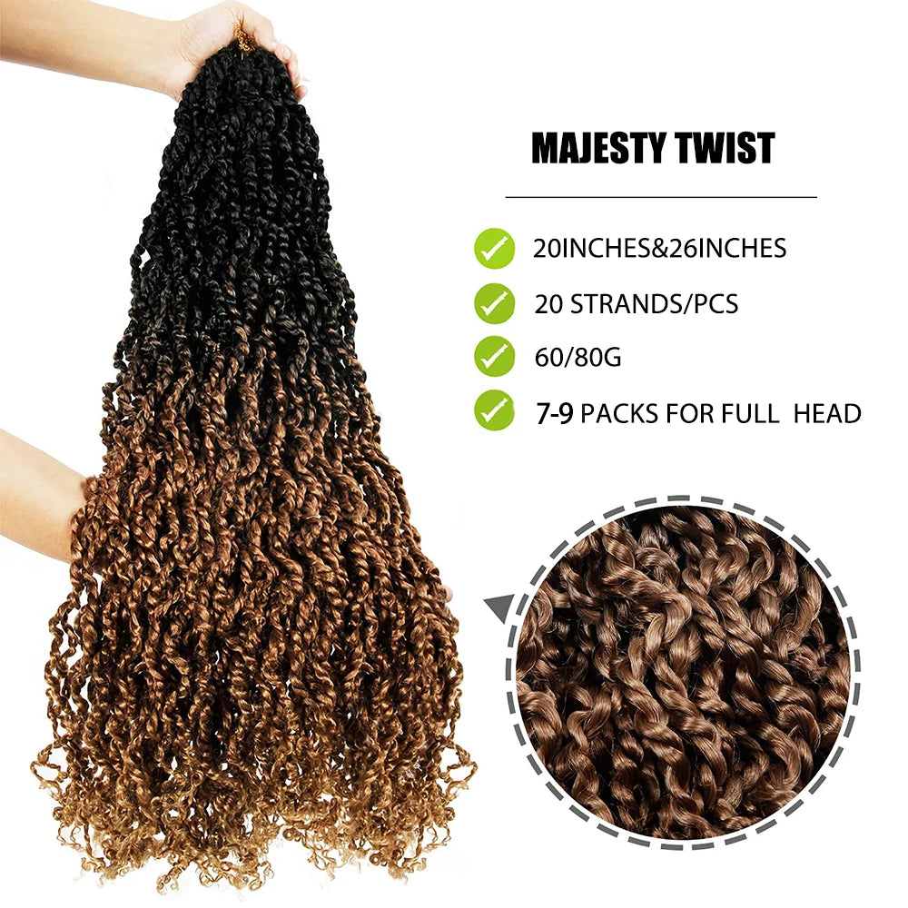 Tresses Crochet Senegalese Twist Bouclées Longues | Ombre Brun Blonde | Pré-Loop | Passion Twist | Synthétique