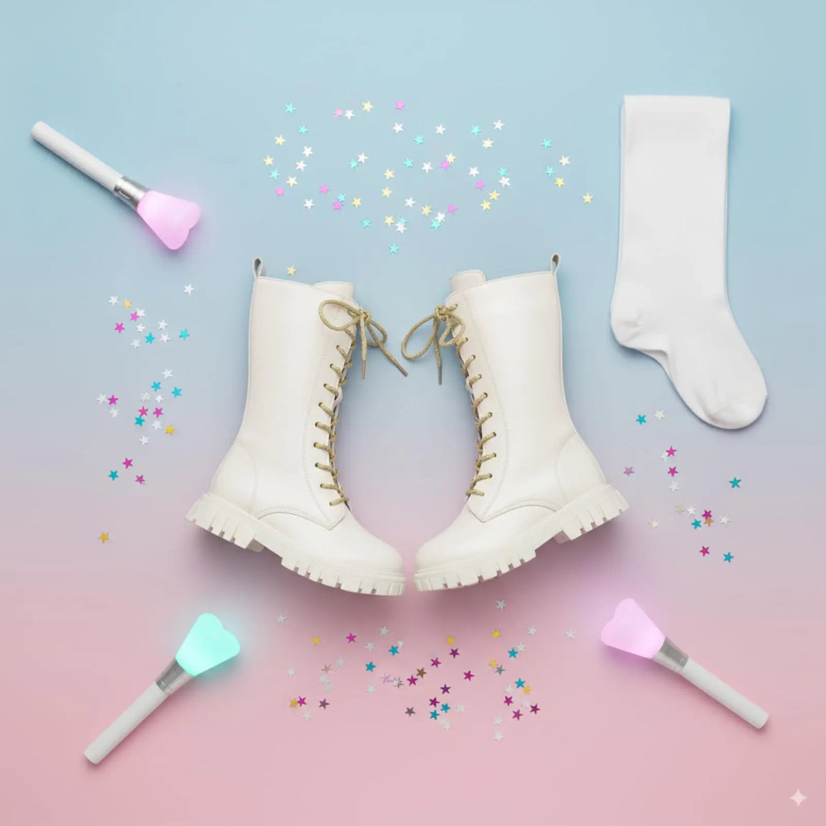 Bottes Combat Punk Gothique Filles Ado | Cuir Vegan Mi-Mollet | Zipper Latéral Antidérapant | 4-11 Ans